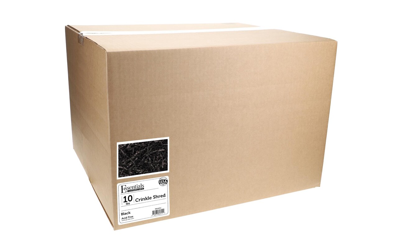 Essentials by Leisure Arts Crinkle Shred Box, Black, 10lbs Shredded Paper Filler, Crinkle Cut Paper Shred Filler, Box Filler, Shredded Paper for Gift Box, Paper Crinkle Filler, Box Filling